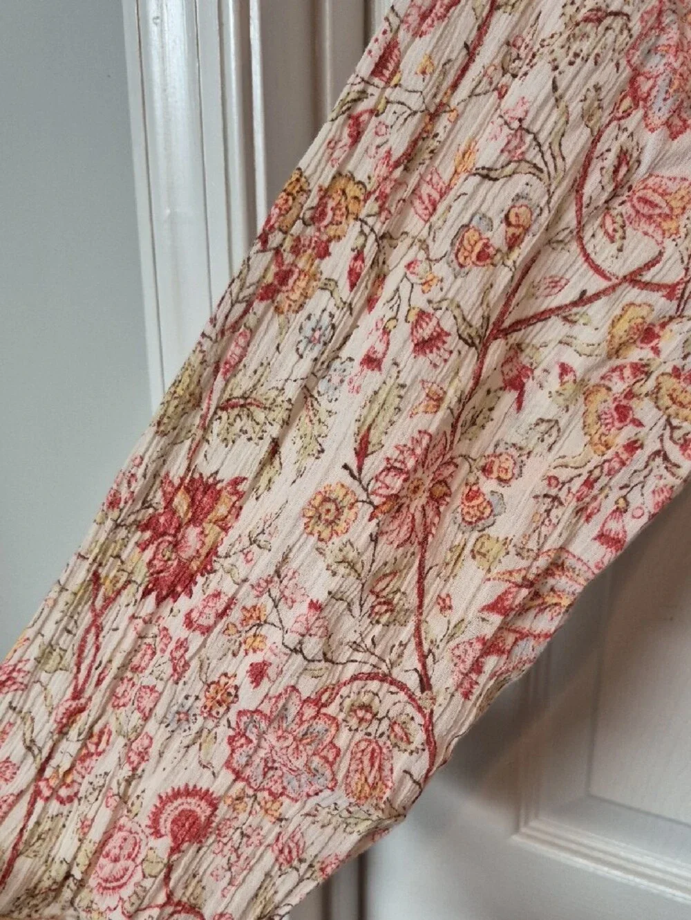 Chaps Cream Floral Tie-Front Peasant Tunic - Picture 5 of 10